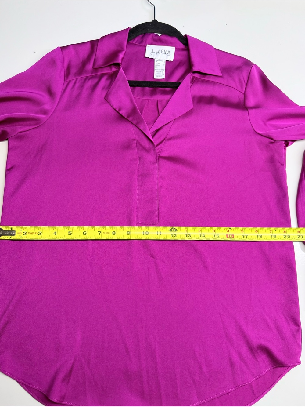 Joseph Ribkoff Bright Fuchsia Satin V-Neck Blouse Size 6 - Picture 11 of 12